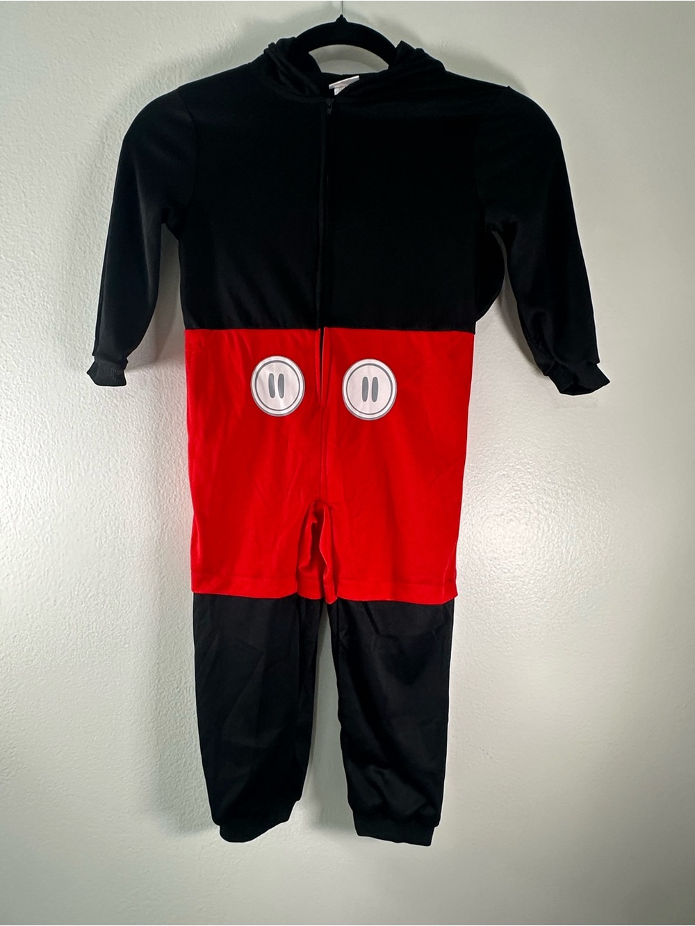 Disney Mickey Mouse Costume Toddler Hooded Jumpsuit Red Black Outfit